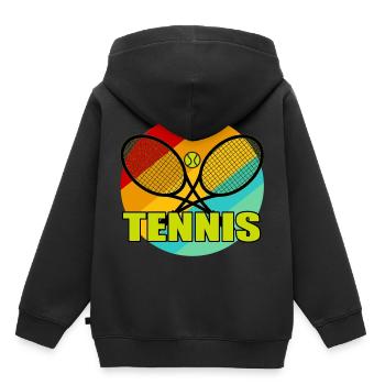 Raquette tennis de tennis tennis - Sweat Premium à capuche enfant bio - noir - Dos - AI Model Kid Male (0cm)