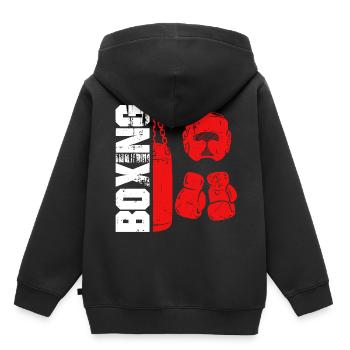 Boxe sport sparring hobby boxe gant sac de boxe - Sweat Premium à capuche enfant bio - noir - Dos - AI Model Kid Male (0cm)