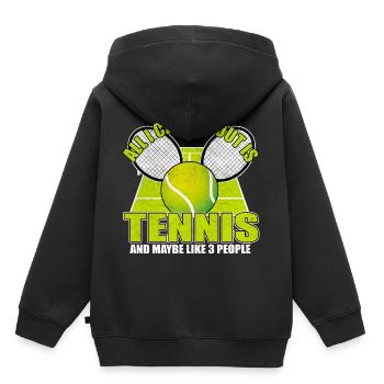 Tennisplatz Tennisball Tennisschläger - Kinder Premium Organic Hoodie - Schwarz - Hinten - AI Model Kid Male (0cm)