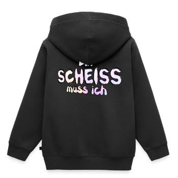 Ein Scheiss muss ich witzig Spruch - Kinder Premium Organic Hoodie - Schwarz - Hinten - AI Model Kid Male (0cm)