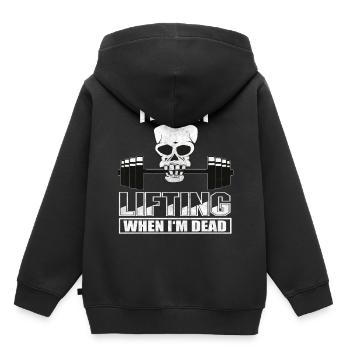 Kraftsport Fitness Lift - Kinder Premium Organic Hoodie - Schwarz - Hinten - AI Model Kid Male (0cm)