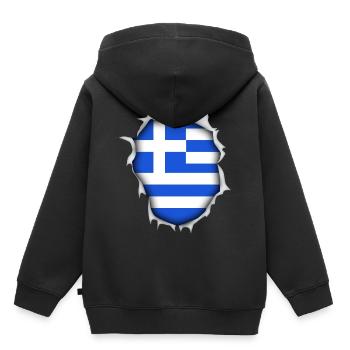 Grèce pays Athènes drapeau capitale vacances - Sweat Premium à capuche enfant bio - noir - Dos - AI Model Kid Male (0cm)
