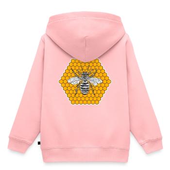 Abeille nid d'abeille - Sweat Premium à capuche enfant bio - rose - Dos - AI Model Kid Female (0cm)