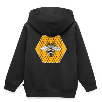 Abeille nid d'abeille - Sweat Premium à capuche enfant bio - noir - Dos - AI Model Kid Male (0cm)
