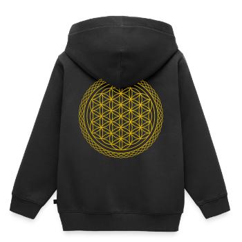 Fleur de vie - fleur de vie - Sweat Premium à capuche enfant bio - noir - Dos - AI Model Kid Male (0cm)