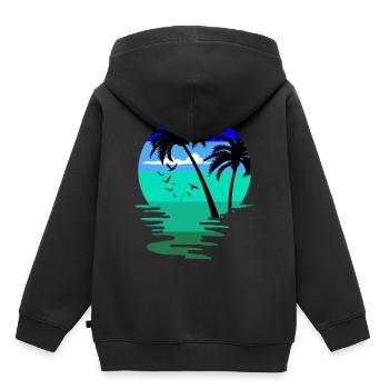 Beach Beach Swimming Holiday Island Palms Hawaii - Kids Premium Organic Hoodie - black - Back - AI Model Kid Male (0cm)
