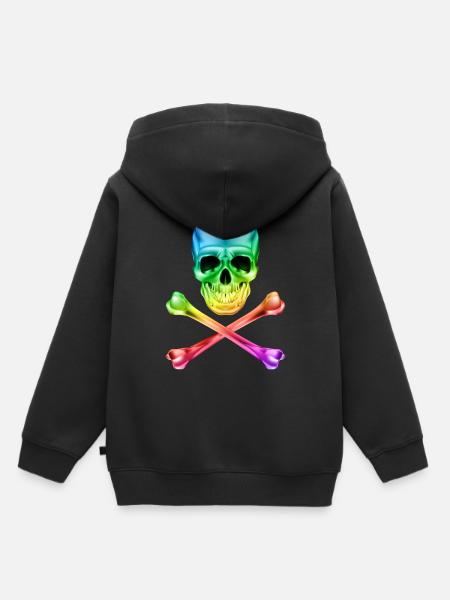 Schädel und Knochen Bunt - Kinder Premium Organic Hoodie - Schwarz