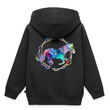 Pferd - Kinder Premium Organic Hoodie - Schwarz - Hinten - AI Model Kid Male (0cm)