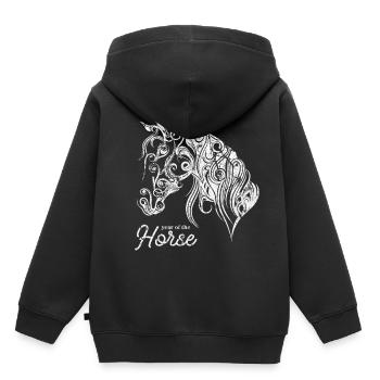Cheval - Sweat Premium à capuche enfant bio - noir - Dos - AI Model Kid Male (0cm)