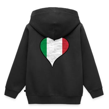 Coeur drapeau italien - Sweat Premium à capuche enfant bio - noir - Dos - AI Model Kid Male (0cm)
