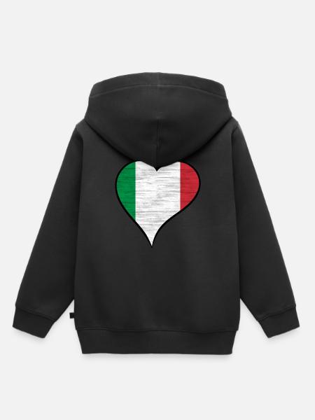 Italien Nationalflagge Herz - Kinder Premium Organic Hoodie - Schwarz