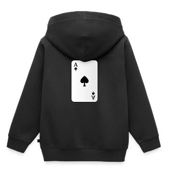 Pik Ass Spielkarte - Kinder Premium Organic Hoodie - Schwarz - Hinten - AI Model Kid Male (0cm)