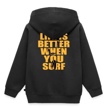 Surfers Surf Surf - Sweat Premium à capuche enfant bio - noir - Dos - AI Model Kid Male (0cm)