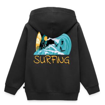 Surfer surfing surfboard surfergirl watersports - Kids Premium Organic Hoodie - black - Back - AI Model Kid Male (0cm)