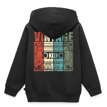 Musik Kassette - Kinder Premium Organic Hoodie - Schwarz - Hinten - AI Model Kid Male (0cm)