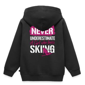 Skieur Ski Vacances Ski Vacances d'hiver Vacances d'hiver - Sweat Premium à capuche enfant bio - noir - Dos - AI Model Kid Male (0cm)