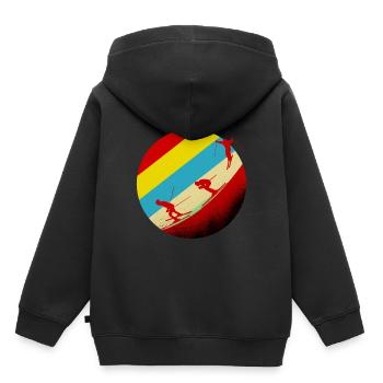 Ski Vacances d'hiver Vacances de ski Skieurs Sports d'hiver - Sweat Premium à capuche enfant bio - noir - Dos - AI Model Kid Male (0cm)
