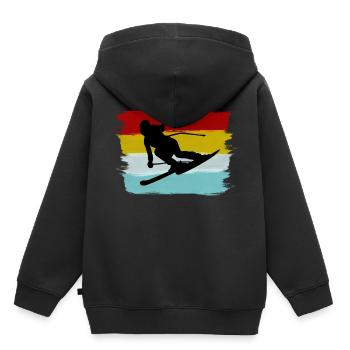 Ski skieur vacances de ski vacances d'hiver sport d'hiver - Sweat Premium à capuche enfant bio - noir - Dos - AI Model Kid Male (0cm)