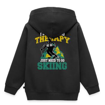 Vacances au ski Ski Sports d'hiver Vacances d'hiver Skieurs - Sweat Premium à capuche enfant bio - noir - Dos - AI Model Kid Male (0cm)