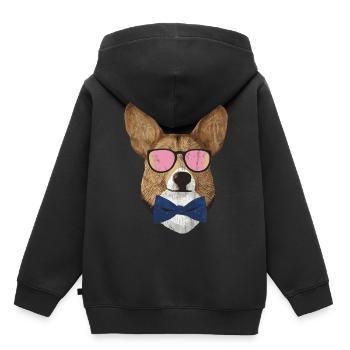 Corgi Hipster - Kids Premium Organic Hoodie - black - Back - AI Model Kid Male (0cm)