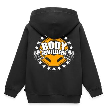 Gym bodybuilder entraînement de pompes d’entraînement - Sweat Premium à capuche enfant bio - noir - Dos - AI Model Kid Male (0cm)