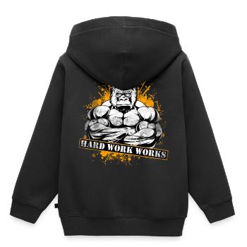 Fitness - Sweat Premium à capuche enfant bio - noir - Dos - AI Model Kid Male (0cm)