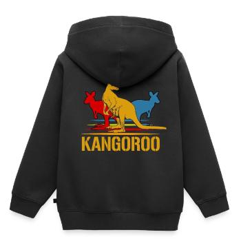 Kangaroo - Kinder Premium Organic Hoodie - Schwarz - Hinten - AI Model Kid Male (0cm)