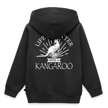 Kangaroo - Kinder Premium Organic Hoodie - Schwarz - Hinten - AI Model Kid Male (0cm)