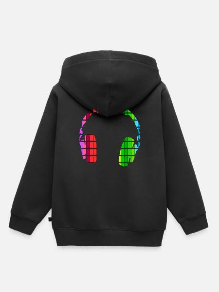 Hoofdtelefoon, koptelefoon, DJ, Equalizer, geschenk, Disco - Kinder Premium hoodie biologisch - zwart