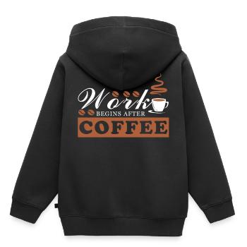 amour café pause-café cadeau haricots junkie - Sweat Premium à capuche enfant bio - noir - Dos - AI Model Kid Male (0cm)
