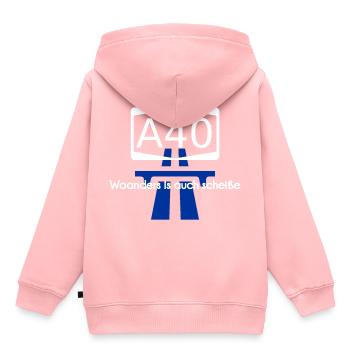 A40 Autobahn - Kinder Premium Organic Hoodie - Rosa - Hinten - AI Model Kid Female (0cm)