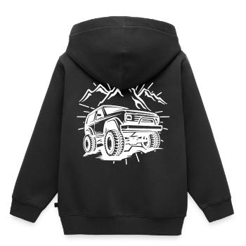 Voiture hors route - Sweat Premium à capuche enfant bio - noir - Dos - AI Model Kid Male (0cm)