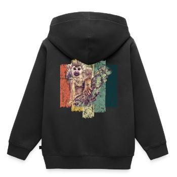 singe - Sweat Premium à capuche enfant bio - noir - Dos - AI Model Kid Male (0cm)