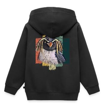 Idée cadeau oiseau pingouin - Sweat Premium à capuche enfant bio - noir - Dos - AI Model Kid Male (0cm)