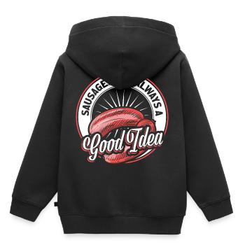 Saucisse - Sweat Premium à capuche enfant bio - noir - Dos - AI Model Kid Male (0cm)