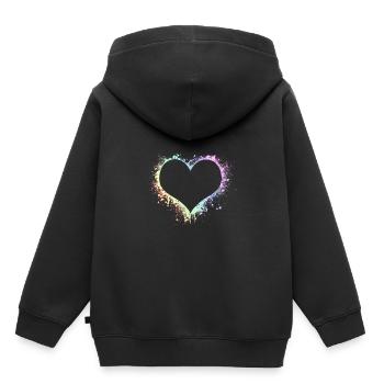 coeur amour Saint Valentin relation symbole cadeau - Sweat Premium à capuche enfant bio - noir - Dos - AI Model Kid Male (0cm)