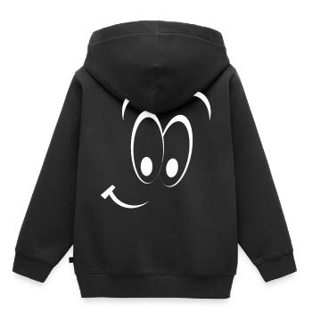 Smiley - Kinder Premium Organic Hoodie - Schwarz - Hinten - AI Model Kid Male (0cm)
