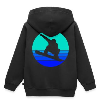 Snowboard d'hiver - Sweat Premium à capuche enfant bio - noir - Dos - AI Model Kid Male (0cm)