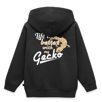 Gecko - Sweat Premium à capuche enfant bio - noir - Dos - AI Model Kid Male (0cm)