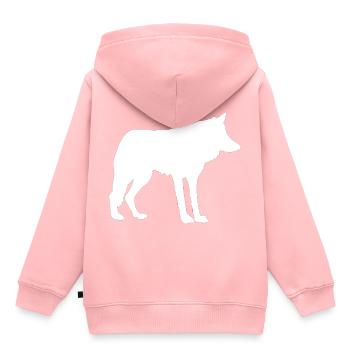 wolf Wolf Rudel Wolfsrudel - Kinder Premium Organic Hoodie - Rosa - Hinten - AI Model Kid Female (0cm)