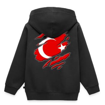 Turquie - Sweat Premium à capuche enfant bio - noir - Dos - AI Model Kid Male (0cm)