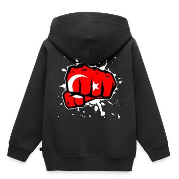Türkei Faust - Kinder Premium Organic Hoodie - Schwarz - Hinten - AI Model Kid Male (0cm)