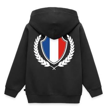 Frankreich Flagge Fahne Herkunft Nationalfarben - Kinder Premium Organic Hoodie - Schwarz - Hinten - AI Model Kid Male (0cm)