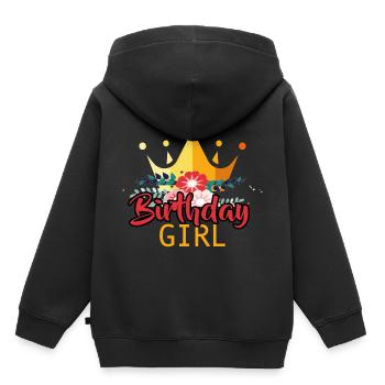 Fille d’anniversaire - Sweat Premium à capuche enfant bio - noir - Dos - AI Model Kid Male (0cm)