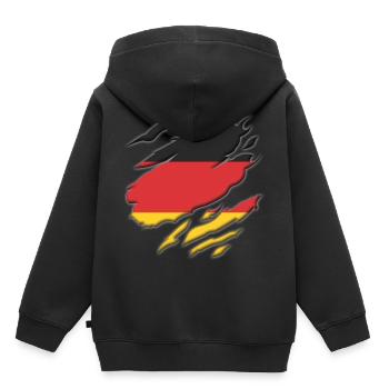 Deutschland Flagge Schwarzrotgold Deutscher Flagge - Kinder Premium Organic Hoodie - Schwarz - Hinten - AI Model Kid Male (0cm)