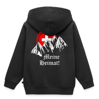 Ma patrie - Vintage Switzerland - Sweat Premium à capuche enfant bio - noir - Dos - AI Model Kid Male (0cm)