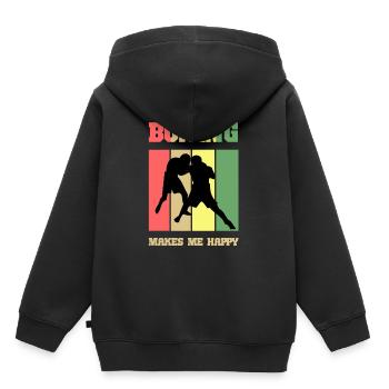 boxe boxeur combat de boxe - Sweat Premium à capuche enfant bio - noir - Dos - AI Model Kid Male (0cm)