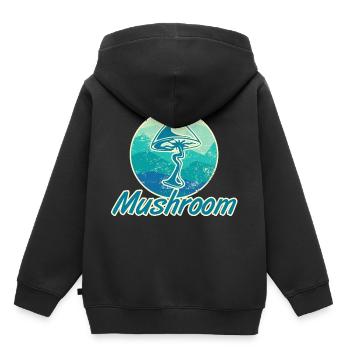 Pilze - Kinder Premium Organic Hoodie - Schwarz - Hinten - AI Model Kid Male (0cm)