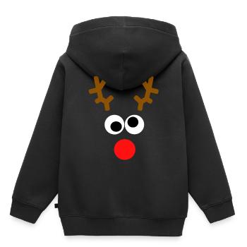 Rennais - Noël, Avent, Rudolf - Sweat Premium à capuche enfant bio - noir - Dos - AI Model Kid Male (0cm)