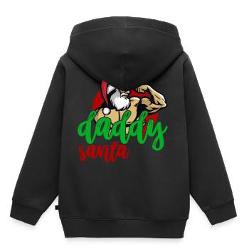 Père Noël Père Noël Papa Papa - Sweat Premium à capuche enfant bio - noir - Dos - AI Model Kid Male (0cm)